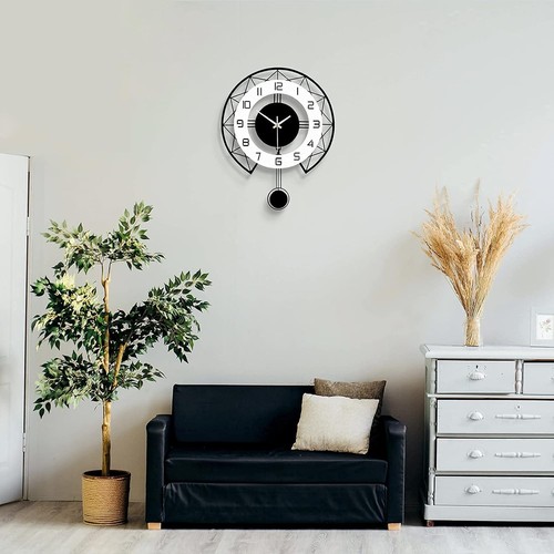 Large Battery Operated Pendulum Clock - 17" Non-Ticking Wall Art for Home - Picture 8 of 8
