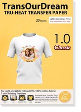 TransOurDream Heat Transfer Paper for T Shirts 20 Sheets, 8.5x11 Printable