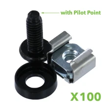 M5 Cage Nuts & Screws for Server Shelves Cabinets - 100 Pk Rack Mount