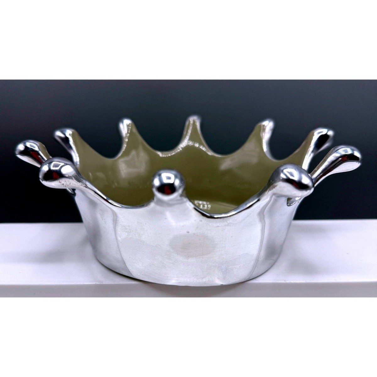 アメリカ LUNARES SAN FRANCISCO 37cmプレート Lunares San Francisco Silver Splash Crown Bowl Silver Tone & Tan