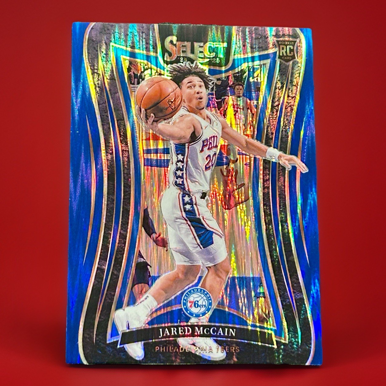 Jared McCain RC/99 Blue Flash Prizm Mezzanine Rookie 2024-25 Panini Select #393