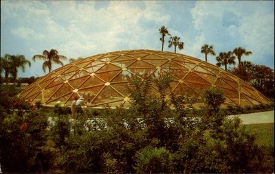 Geodesic Dome ~ Busch Gardens Tampa Florida ~ exotic birds ~ 1950s-60s postcard