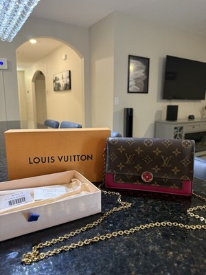 Louis Vuitton Monogram Flore Chain Wallet Fuchsia