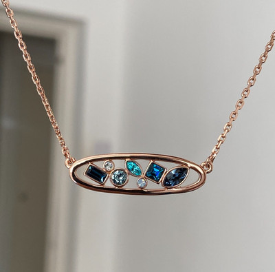 Adore Rose Gold Plated Mixed Crystal Oval Necklace with Crystal from Swarovski