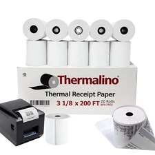 (20 Rolls) 3 1/8 x 200ft' Thermal Paper Rolls BPA-Free 80mm Thermal Receipt P