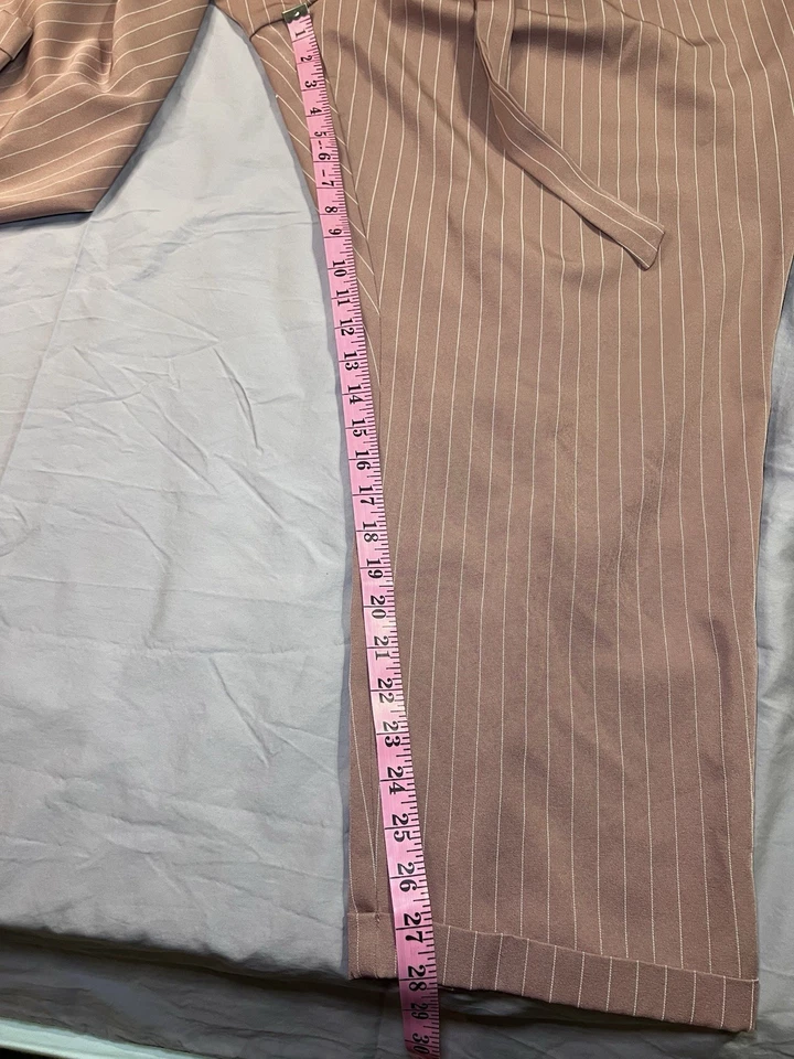 Calça feminina Charlotte Russe cintura elástica listras rosa e branco tamanho 3X - Imagem 4 de 4