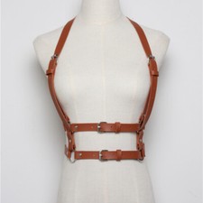 Women Body Punk Waist Belt PU Leather Harness belt Vest Chest Adjustable
