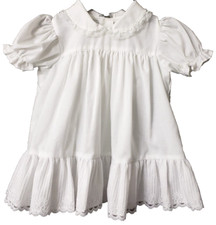 Vintage Swiss Dot Lace Dress 6 9 month Baby Floral White Christening Church 90s