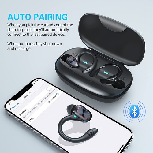For Motorola Moto Z2 Force Play Z3 Play Z4 Bluetooth Wireless Earhook Earphones - Picture 13 of 16