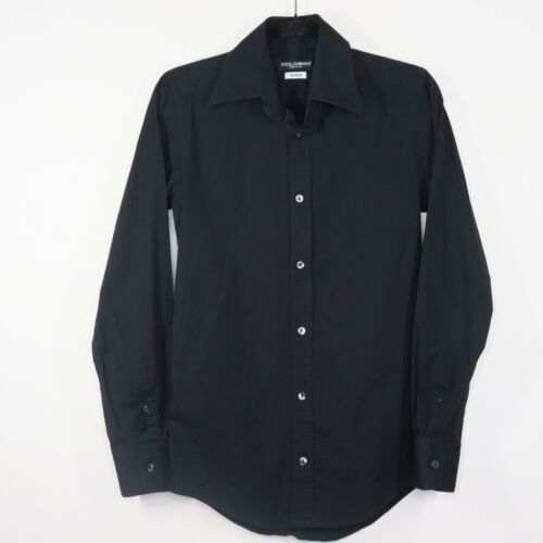 Dolce & Gabbana Gold Series Dress Shirt Mens 15/38 Black Button Up fitted Italy