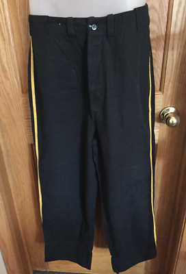 Felco Athletic Wear Baseball Pants VTG Men's 32'' Button Fly Black w/Yellow Trim