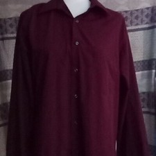 Van Heusen Size 16.5 Large Men's Poplin Dress Shirt Red Burgandy Long Sleeves