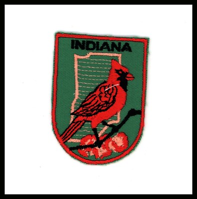 Vintage Indiana State Cardinal Emblem Collector Patch 2''x2.75'' Cheese Cloth Back