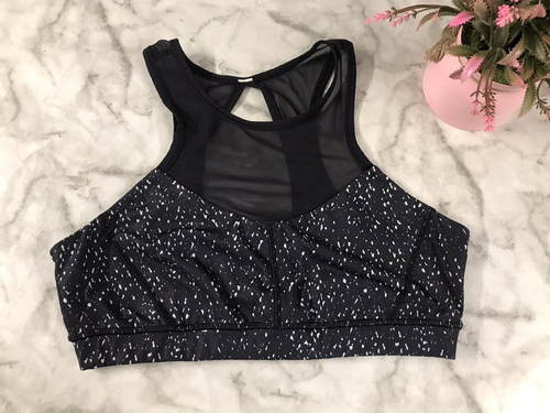 Lululemon Sports Bra Womens M Black Dotted Mesh Athletic Workout Gym Athleisure - Picture 3 of 7