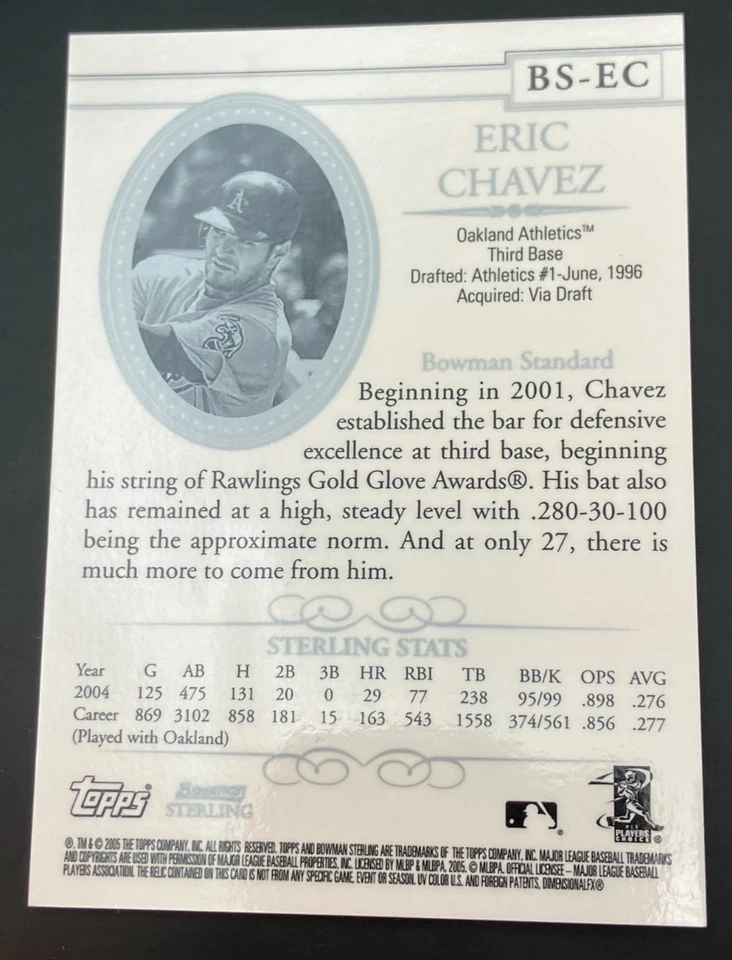 2005 Bowman Sterling - Eric Chavez #BS-EC (MEM) - Image 2 of 2