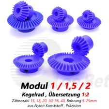 Kunststoff Kegelrad Modul 1 1,5 2 &Uuml;bersetzung 1:2 15 18 20 30 36 40 Z&auml;hne Nylon