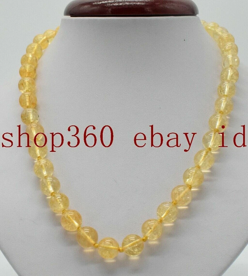 Bonito collar de cuentas de cristal de cuarzo citrino amarillo natural de 6 mm 8 mm 10 mm 18-36"" Foto 4 de 4
