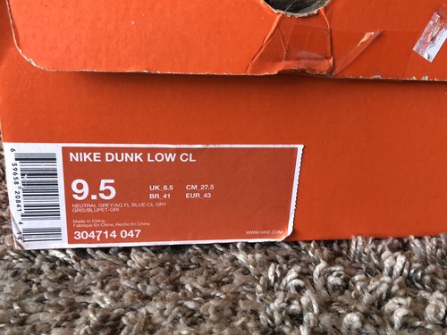 Nike Mens Shoes Dunk Low CL 304714-047 Grey Blue Size 9.5 - Picture 7 of 7