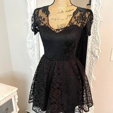 SALE New York Couture Black Vintage Lace Gothic Sweetheart Dress