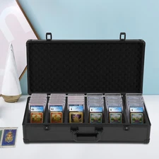 222 PSA Graded Card Storage Box 6 Slots Sports Card Holder Case w/ 2 Keys Lock ?