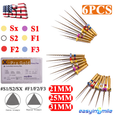 Endodontic Dental Endo X-Pro Gold Taper NITI Rotary Files Tips System SX-F3 6Pcs