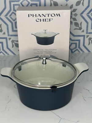 NIB! PHANTOM CHEF Dark Blue 2.3 Quart Casserole Cook Pot With Lid