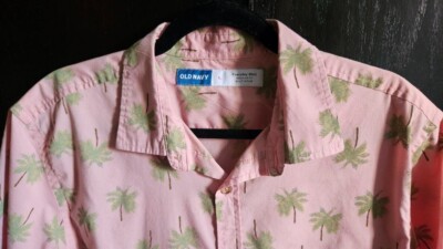 OLD NAVY VINTAGE Men's Shirt PALM TREES 100% Cotton  Lg Short Sleeve MSRP $69.99