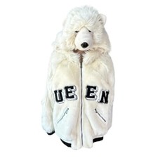 Dolce & Gabbana F/w 2017 Runway Teddy Bear Hood Queen Eco Fur Bomber Jacket Coat