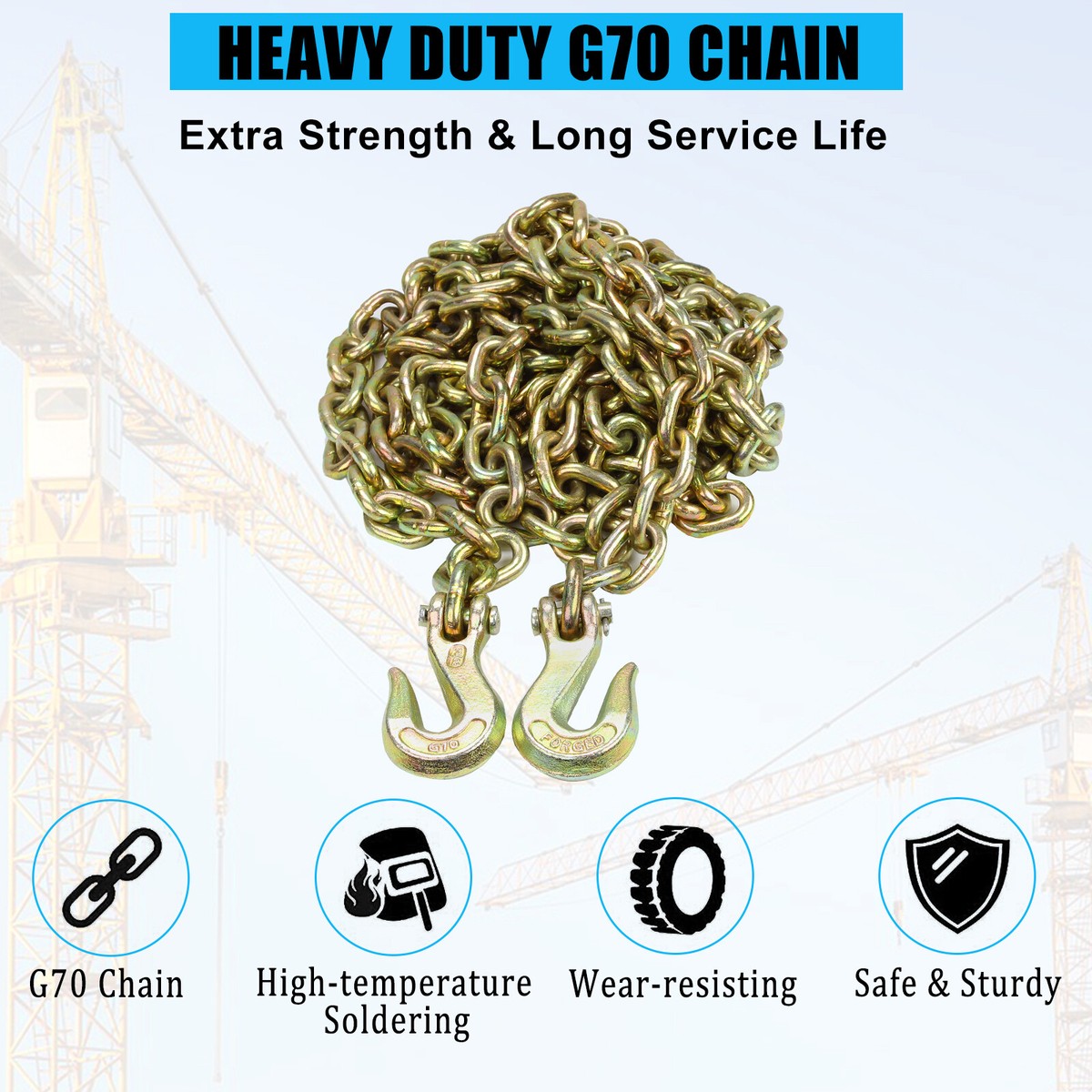 1/4" X 10' G70 Bulk Chain Tie Down Flatbed Truck Trailer Safety Chain Security E - Foto 6