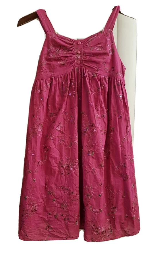 Vestido Bonnie Jean Niñas Talla 14 Rosa Fucsia Lentejuelas Bordado Fiesta Sin Mangas Foto 3 de 4
