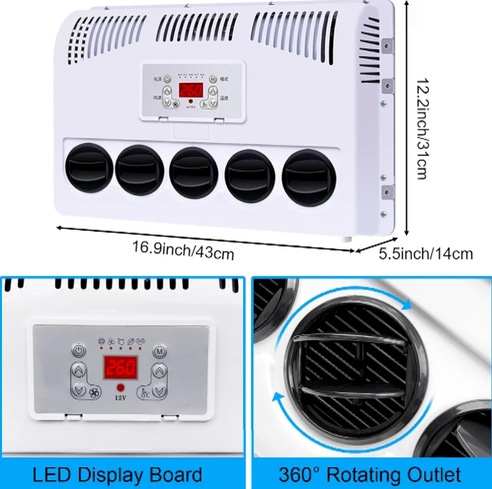 11000BTU Truck Cab Air Conditioner Split AC 12V for Semi Trucks Bus RV Caravan Foto 3 de 4