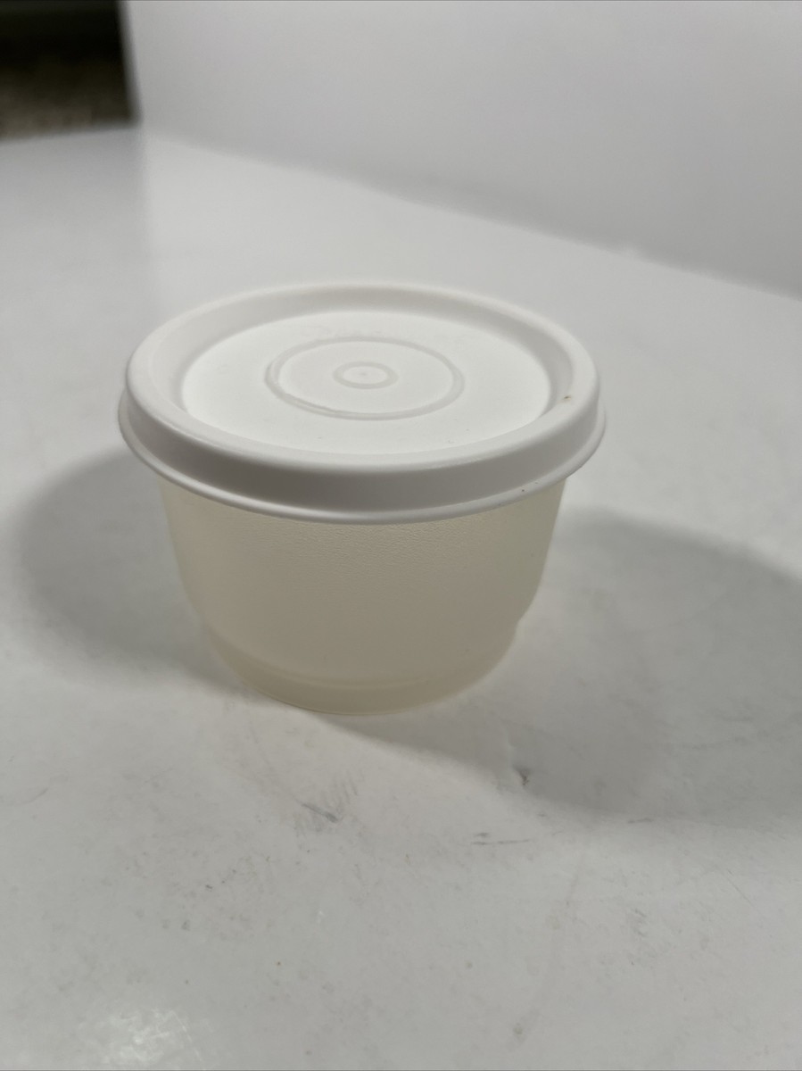 Vintage Tupperware 1229-35 4oz. Clear Snack Cup with White 297-42
