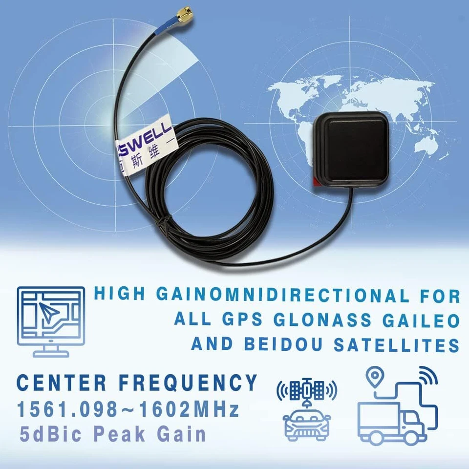 Car High Gain GPS Antenna SMA-Male GNSS Galileo GLONASS BeiDou Adhesive Magnet - Image 2 of 4