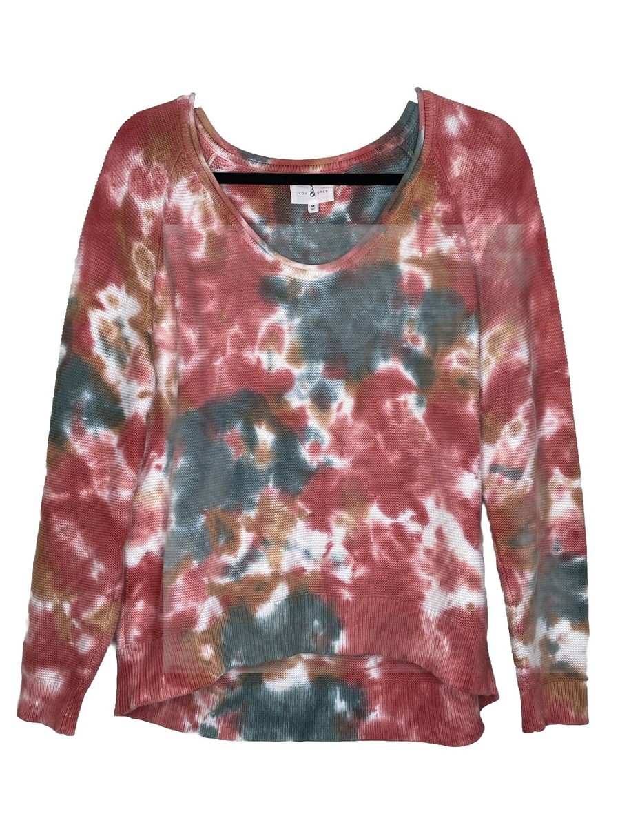 Lou Grey Tie Dye Pullover 100% Cotton Sweater Pressed Petal