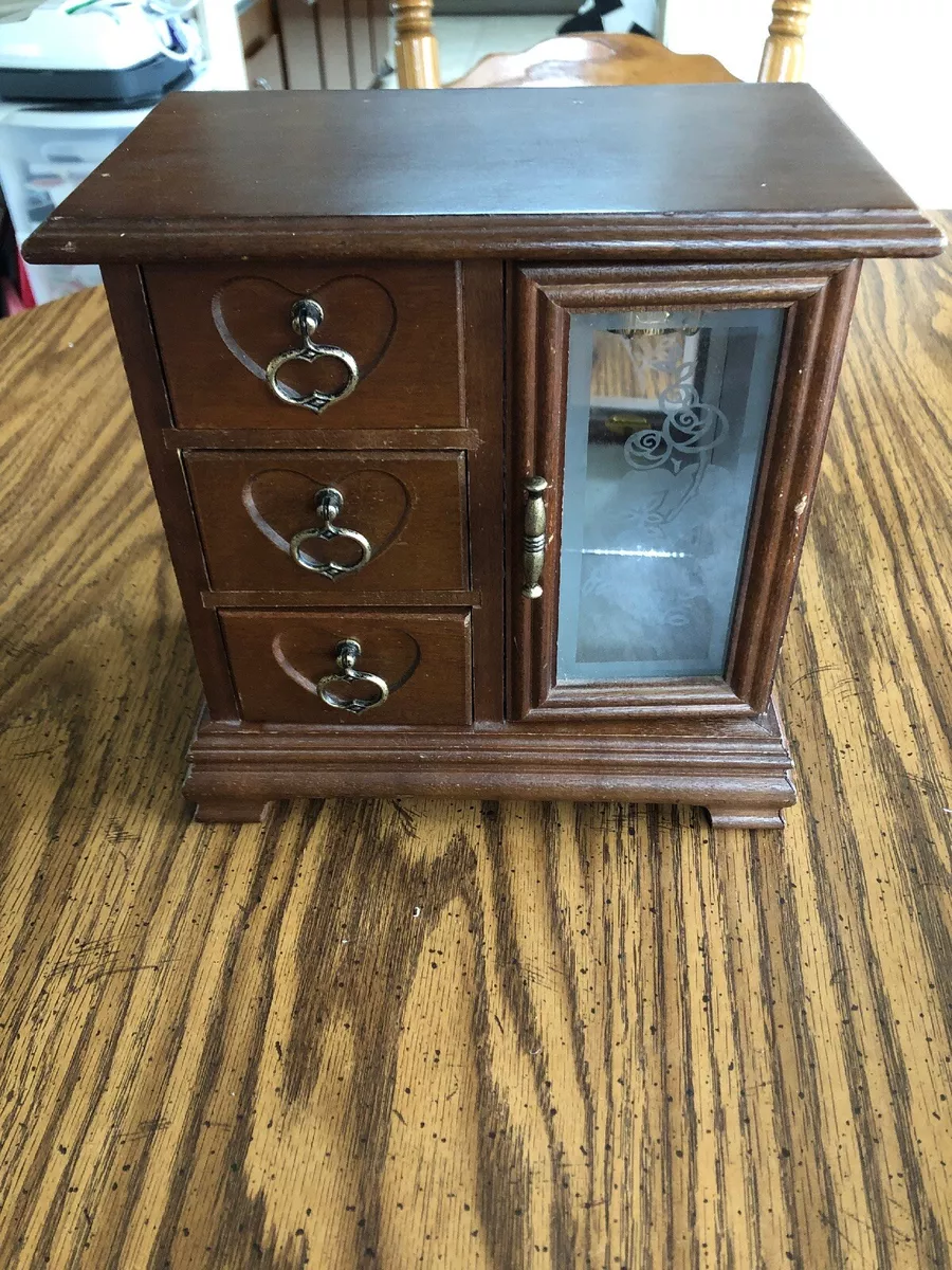 Vintage Wal-mart Jewelry Box 8.25”x4.75”x8.25” Drawers+necklace Holder