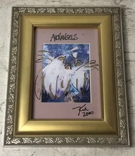KCH 2000 Signed Mixed Media Art Archangels Framed Matted Painting 10”x8”