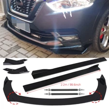 Front Bumper Lip Spoiler Splitter Glossy Black Extension For Nissan Kicks