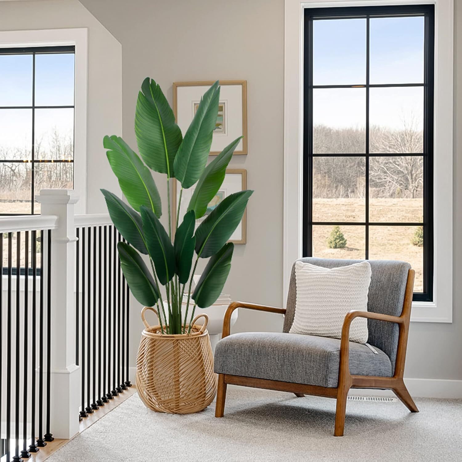 5FT /60in Artificial Tree Plant Potted Fake Faux Canna Leaf Indoor