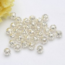 100X Loose Beads Spacer Balls Hollow Gilded for Charm Necklace Jewelry Craft DIY