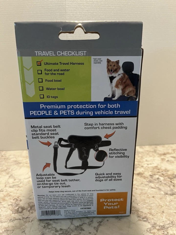 Correa de arnés de viaje ajustable Petmate Ultimate. Perro XL hasta 70 libras. Negro Foto 3 de 4