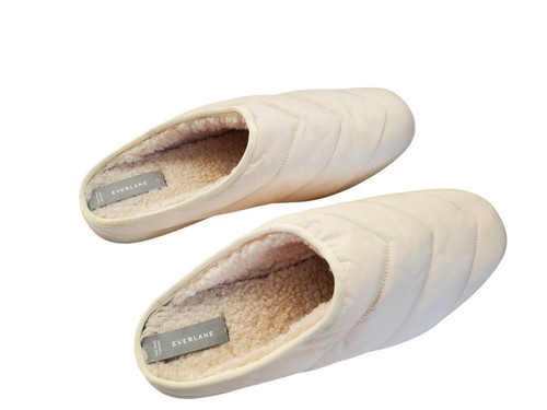 Everlane The Renew Quilted Slip On Fleece Slippers Women Size 11 Cream