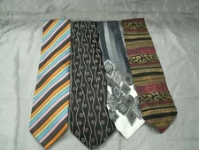 Mixed Brands Lot of 4 Colorful Stripped Print Neckties Neck Ties 100% Silk Italy