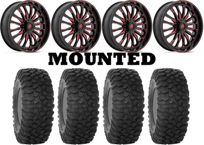 Kit 4 System 3 XC450 Tires 35x10-18 on Fuel Arc Red Wheels TER