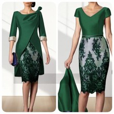 Vintage Scoop Neck Mother of The Bride Dresses Three Quarter Sleeves Knee Length