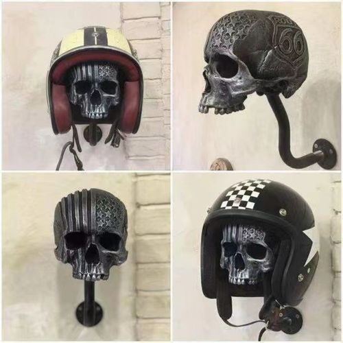 Motorcycle Motorbike Skull Helmet Holder Hanger Rack Wall Mount Jacket Hook - Bild 5 von 5