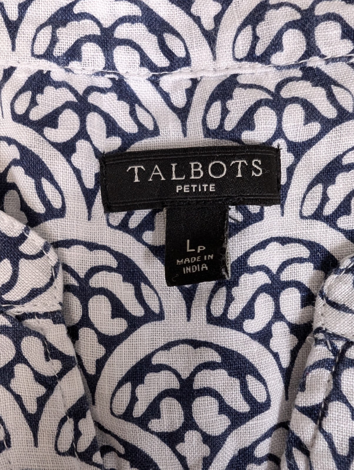 Talbots Top Linen Blouse Split Neck Pullover Blue… - image 3