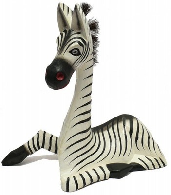 Holz-Zebra sitzend aus Albesia-Holz handgefertigt 20 40 cm
