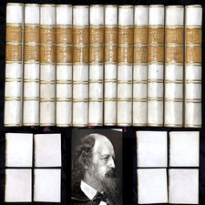 1874 WORKS ALFRED LORD TENNYSON 12V SET FINE VELLUM KING ARTHUR POEM POETRY PRIN