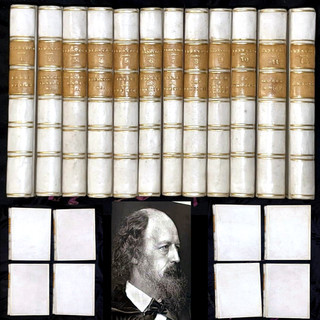 1874 WORKS ALFRED LORD TENNYSON 12V SET FINE VELLUM KING ARTHUR POEM POETRY PRIN