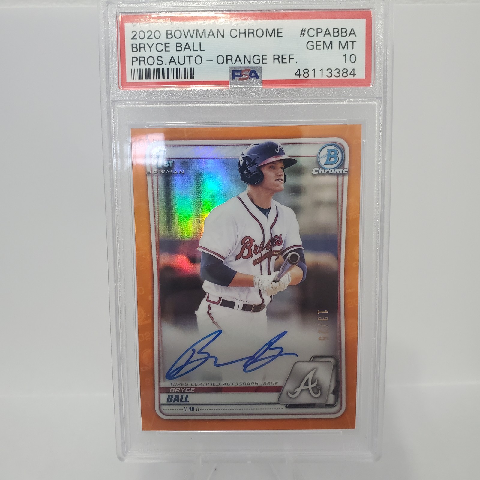 2020 Bowman Chrome Prospects Autographs Bryce Ball #CPA-BBA Orange Refractor /25